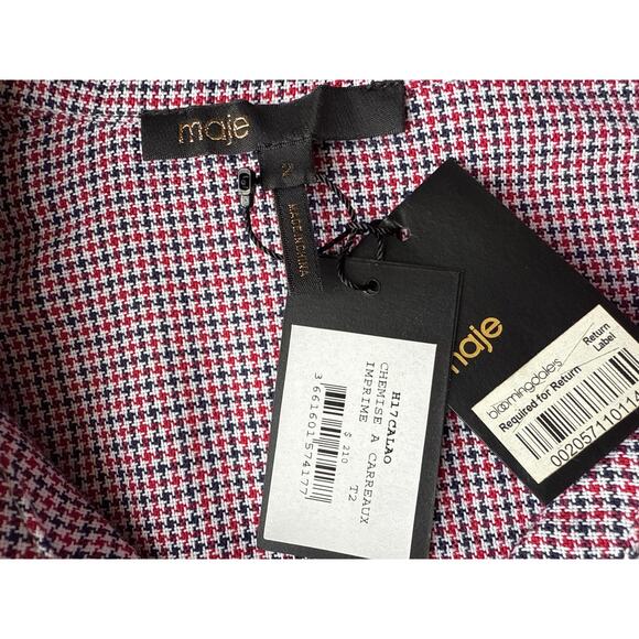 NWT Maje Fitted Button Down Houndstooth Blouse Size 2/ Small - Picture 7 of 8